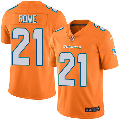Nike Dolphins #21 Eric Rowe Orange Green Youth Stitched NFL Limited Rush Jersey