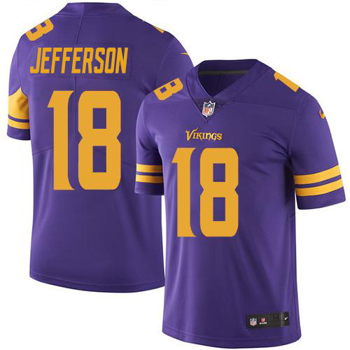Nike Vikings #18 Justin Jefferson Purple Youth Stitched NFL Limited Rush Jersey