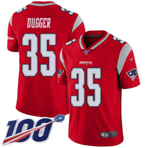 Nike Patriots #35 Kyle Dugger Red Youth Stitched NFL Limited Inverted Legend 100th Season Jersey
