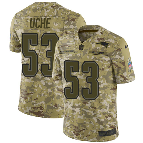 Nike Patriots #53 Josh Uche Camo Youth Stitched NFL Limited 2018 Salute To Service Jersey