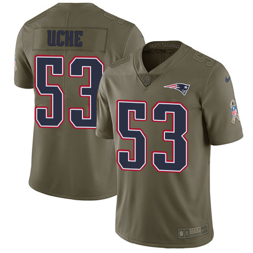 Nike Patriots #53 Josh Uche Olive Youth Stitched NFL Limited 2017 Salute To Service Jersey