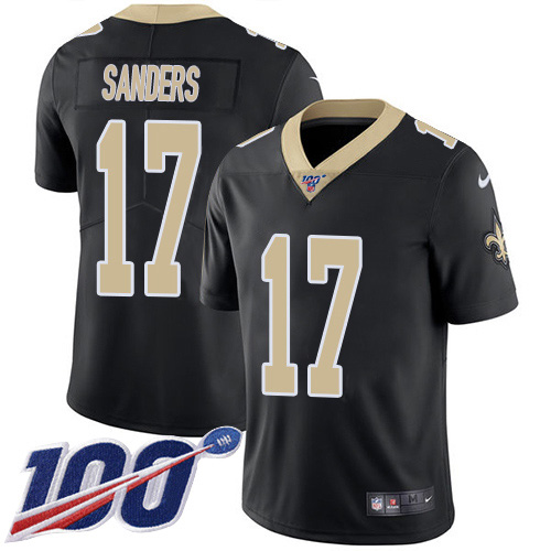 Nike Saints #17 Emmanuel Sanders Black Team Color Youth Stitched NFL 100th Season Vapor Untouchable Limited Jersey