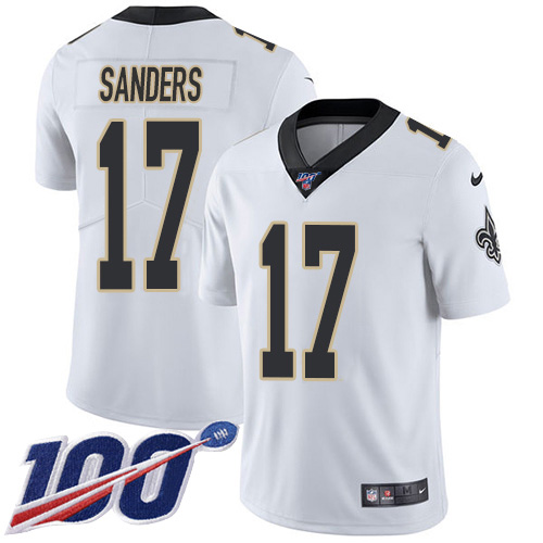 Nike Saints #17 Emmanuel Sanders White Youth Stitched NFL 100th Season Vapor Untouchable Limited Jersey