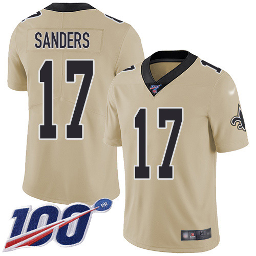 Nike Saints #17 Emmanuel Sanders Gold Youth Stitched NFL Limited Inverted Legend 100th Season Jersey