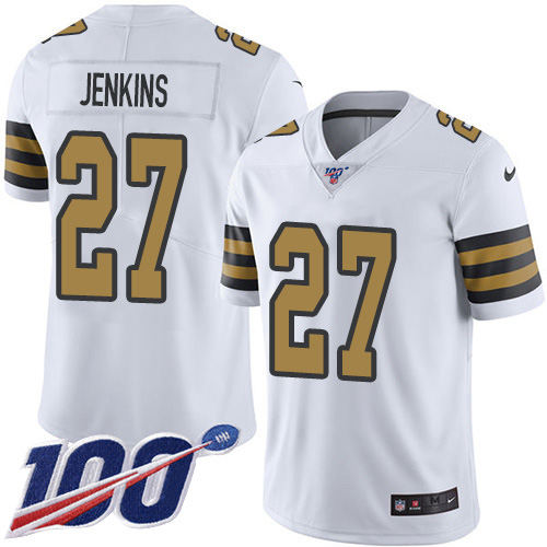 Nike Saints #27 Malcolm Jenkins White Youth Stitched NFL Limited Rush 100th Season Jersey