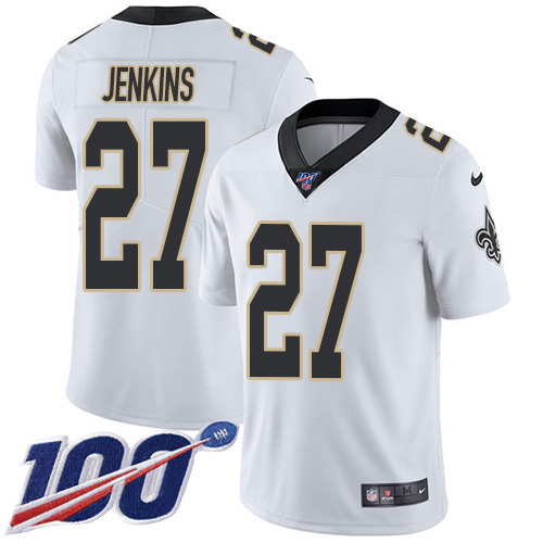 Nike Saints #27 Malcolm Jenkins White Youth Stitched NFL 100th Season Vapor Untouchable Limited Jersey