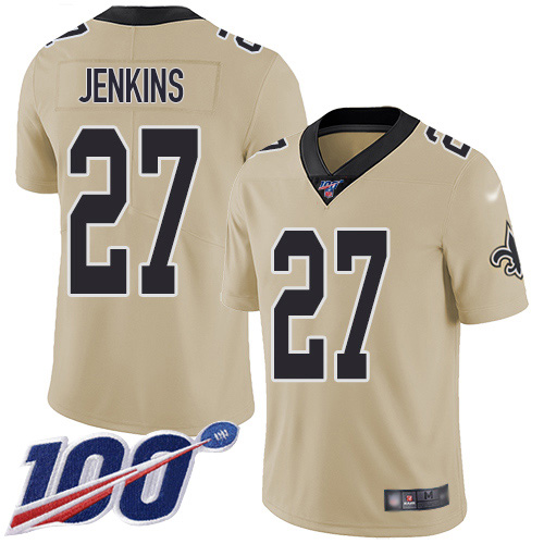 Nike Saints #27 Malcolm Jenkins Gold Youth Stitched NFL Limited Inverted Legend 100th Season Jersey