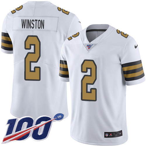 Nike Saints #2 Jameis Winston White Youth Stitched NFL Limited Rush 100th Season Jersey