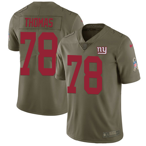 Nike Giants #78 Andrew Thomas Olive Youth Stitched NFL Limited 2017 Salute To Service Jersey