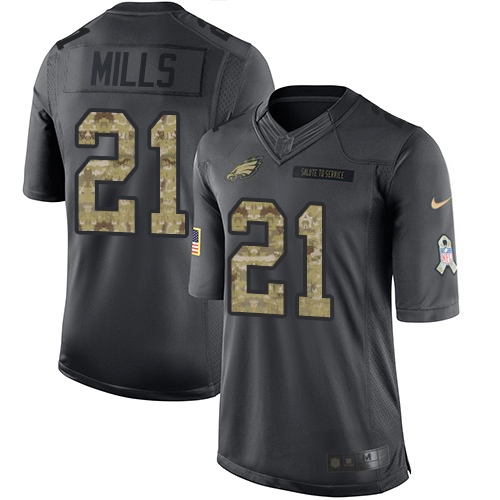 Nike Eagles #21 Jalen Mills Black Youth Stitched NFL Limited 2016 Salute to Service Jersey