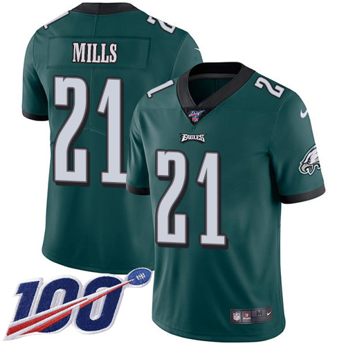 Nike Eagles #21 Jalen Mills Green Team Color Youth Stitched NFL 100th Season Vapor Untouchable Limited Jersey