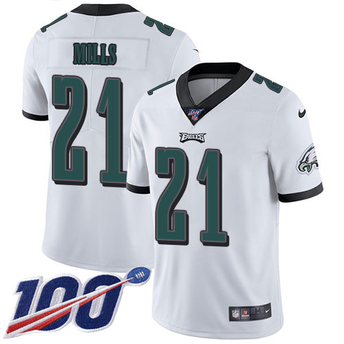 Nike Eagles #21 Jalen Mills White Youth Stitched NFL 100th Season Vapor Untouchable Limited Jersey