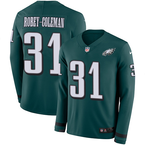 Nike Eagles #31 Nickell Robey-Coleman Green Team Color Youth Stitched NFL Limited Therma Long Sleeve Jersey