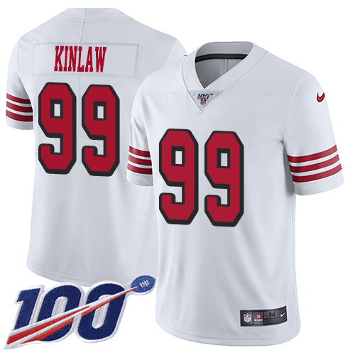 Nike 49ers #99 Javon Kinlaw White Youth Stitched NFL Limited Rush 100th Season Jersey
