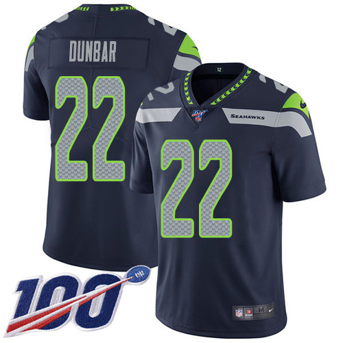 Nike Seahawks #22 Quinton Dunbar Steel Blue Team Color Youth Stitched NFL 100th Season Vapor Untouchable Limited Jersey