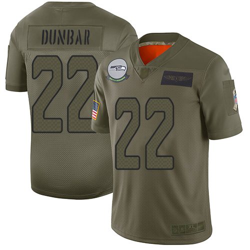 Nike Seahawks #22 Quinton Dunbar Camo Youth Stitched NFL Limited 2019 Salute To Service Jersey