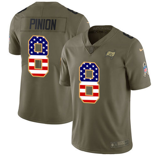 Nike Buccaneers #8 Bradley Pinion Olive/USA Flag Youth Stitched NFL Limited 2017 Salute To Service Jersey