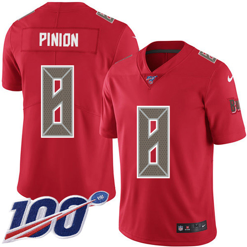 Nike Buccaneers #8 Bradley Pinion Red Youth Stitched NFL Limited Rush 100th Season Jersey