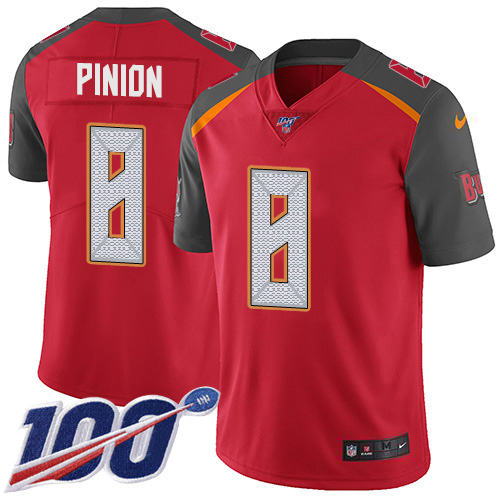 Nike Buccaneers #8 Bradley Pinion Red Team Color Youth Stitched NFL 100th Season Vapor Untouchable Limited Jersey