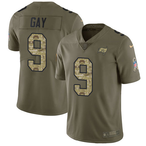 Nike Buccaneers #9 Matt Gay Olive/Camo Youth Stitched NFL Limited 2017 Salute To Service Jersey