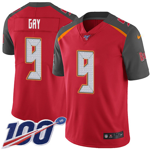 Nike Buccaneers #9 Matt Gay Red Team Color Youth Stitched NFL 100th Season Vapor Untouchable Limited Jersey