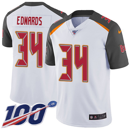 Nike Buccaneers #34 Mike Edwards White Youth Stitched NFL 100th Season Vapor Untouchable Limited Jersey
