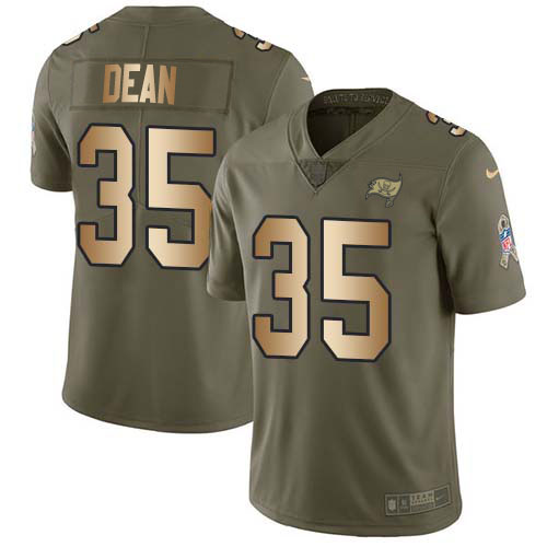 Nike Buccaneers #35 Jamel Dean Olive/Gold Youth Stitched NFL Limited 2017 Salute To Service Jersey
