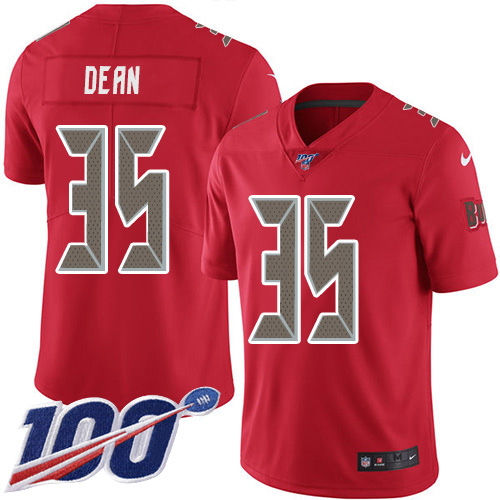Nike Buccaneers #35 Jamel Dean Red Youth Stitched NFL Limited Rush 100th Season Jersey
