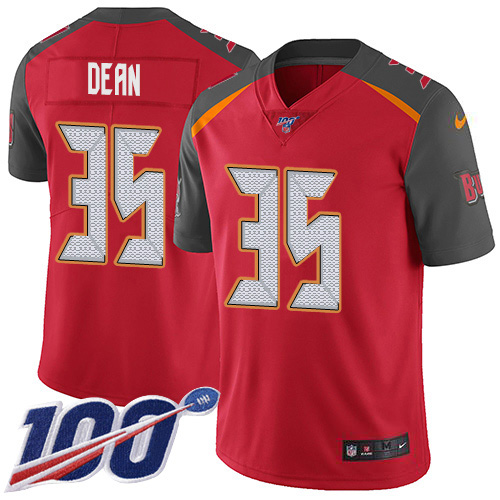 Nike Buccaneers #35 Jamel Dean Red Team Color Youth Stitched NFL 100th Season Vapor Untouchable Limited Jersey