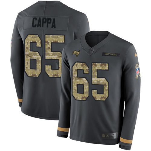 Nike Buccaneers #65 Alex Cappa Anthracite Salute to Service Youth Stitched NFL Limited Therma Long Sleeve Jersey
