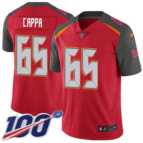 Nike Buccaneers #65 Alex Cappa Red Team Color Youth Stitched NFL 100th Season Vapor Untouchable Limited Jersey