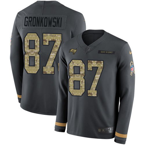 Nike Buccaneers #87 Rob Gronkowski Anthracite Salute to Service Youth Stitched NFL Limited Therma Long Sleeve Jersey