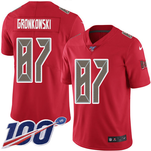 Nike Buccaneers #87 Rob Gronkowski Red Youth Stitched NFL Limited Rush 100th Season Jersey