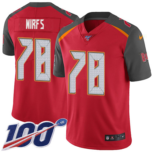 Nike Buccaneers #78 Tristan Wirfs Red Team Color Youth Stitched NFL 100th Season Vapor Untouchable Limited Jersey