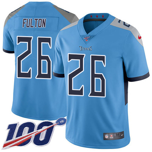 Nike Titans #26 Kristian Fulton Light Blue Alternate Youth Stitched NFL 100th Season Vapor Untouchable Limited Jersey