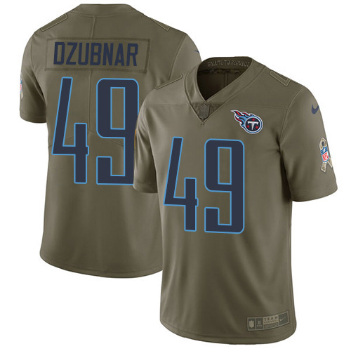 Nike Titans #49 Nick Dzubnar Olive Youth Stitched NFL Limited 2017 Salute To Service Jersey