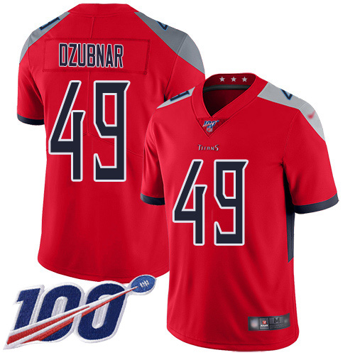 Nike Titans #49 Nick Dzubnar Red Youth Stitched NFL Limited Inverted Legend 100th Season Jersey