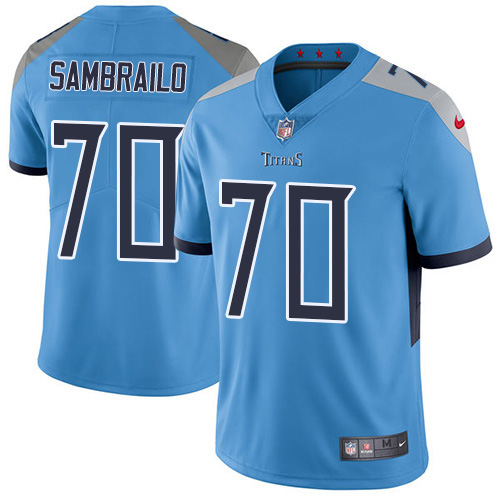Nike Titans #70 Ty Sambrailo Light Blue Alternate Youth Stitched NFL Vapor Untouchable Limited Jersey