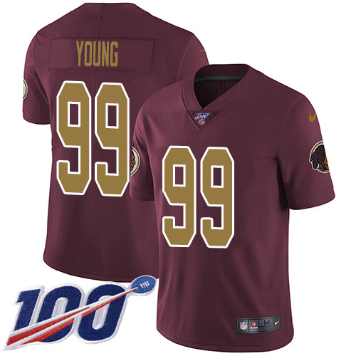 Nike Redskins #99 Chase Young Burgundy Red Alternate Youth Stitched NFL 100th Season Vapor Untouchable Limited Jersey