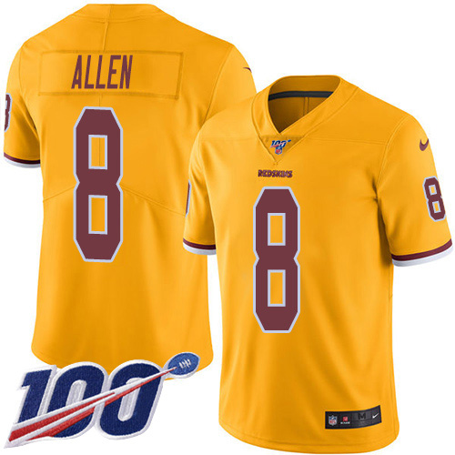 Nike Redskins #8 Kyle Allen Gold Youth Stitched NFL Limited Rush 100th Season Jersey