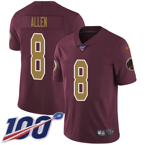 Nike Redskins #8 Kyle Allen Burgundy Red Alternate Youth Stitched NFL 100th Season Vapor Untouchable Limited Jersey