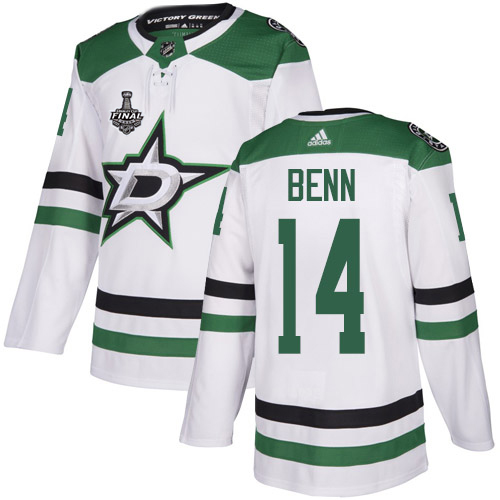 Adidas Stars #14 Jamie Benn White Road Authentic Youth 2020 Stanley Cup Final Stitched NHL Jersey