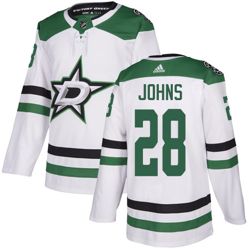 Adidas Stars #28 Stephen Johns White Road Authentic Youth Stitched NHL Jersey