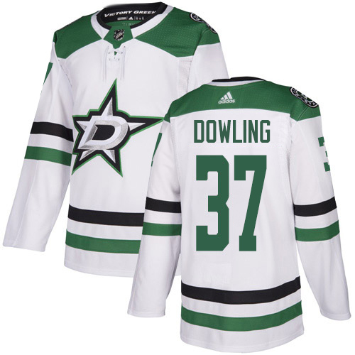 Adidas Stars #37 Justin Dowling White Road Authentic Youth Stitched NHL Jersey