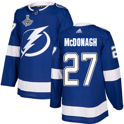 Adidas Lightning #27 Ryan McDonagh Blue Home Authentic Youth 2020 Stanley Cup Champions Stitched NHL Jersey