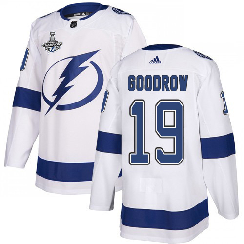 Adidas Lightning #19 Barclay Goodrow White Road Authentic Youth 2020 Stanley Cup Champions Stitched NHL Jersey