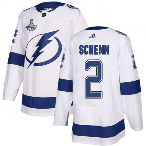 Adidas Lightning #2 Luke Schenn White Road Authentic Youth 2020 Stanley Cup Champions Stitched NHL Jersey