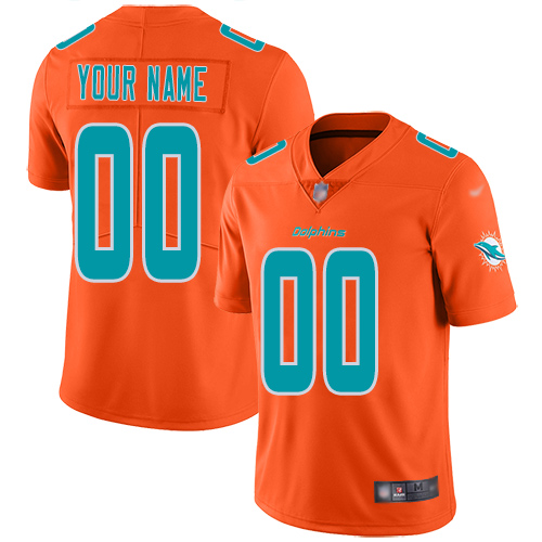Miami Dolphins Customized Orange Men's Stitched Football Limited Inverted Legend Jersey