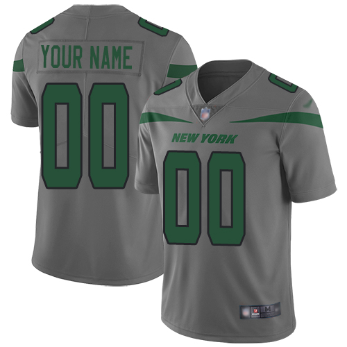 New York Jets Customized Gray Men's Stitched Football Limited Inverted Legend Jersey