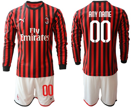 AC Milan Personalized Home Long Sleeves Soccer Club Jersey